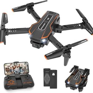Mini Drone with Camera for Kids, Remote Control Helicopter Toys Gifts for Boys Girls, FPV RC Quadcopter with 1080P HD Live Video Camera, Altitude Hold, Gravity Control, 2 Batteries, Black